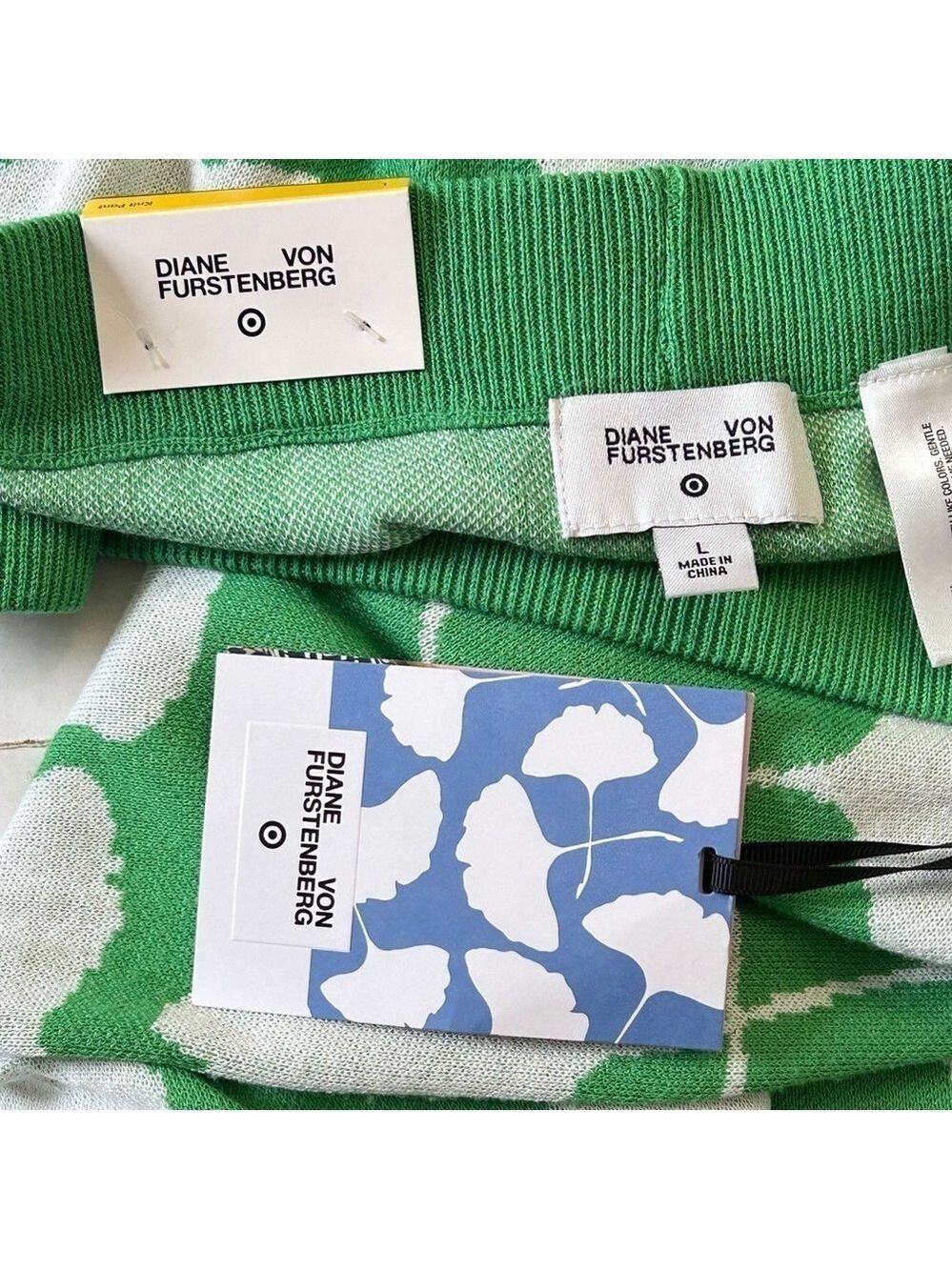 Diane Von Furstenberg Target Green Flare Knit Pants Large - Picture 10 of 10